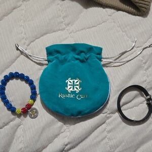 Rustic Cuff Teal Velvet Drawstring Jewelry Pouch for Kids